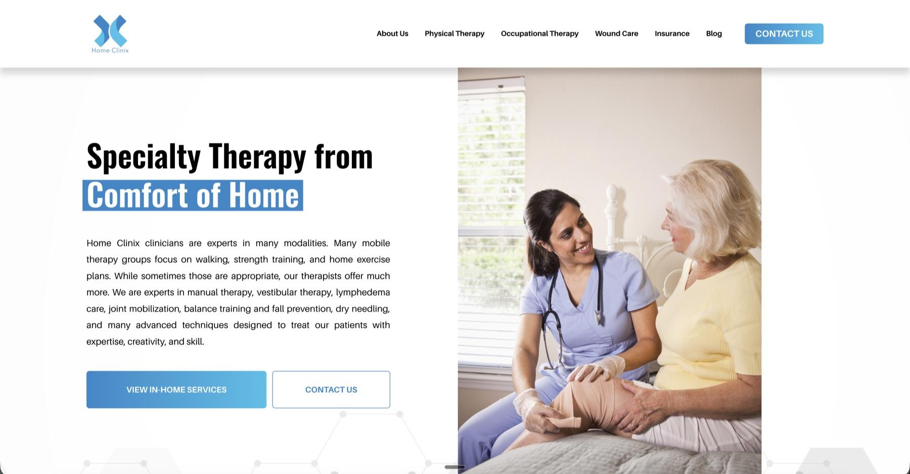 Integrated Clinix website, specialty therapy from the comfort of home