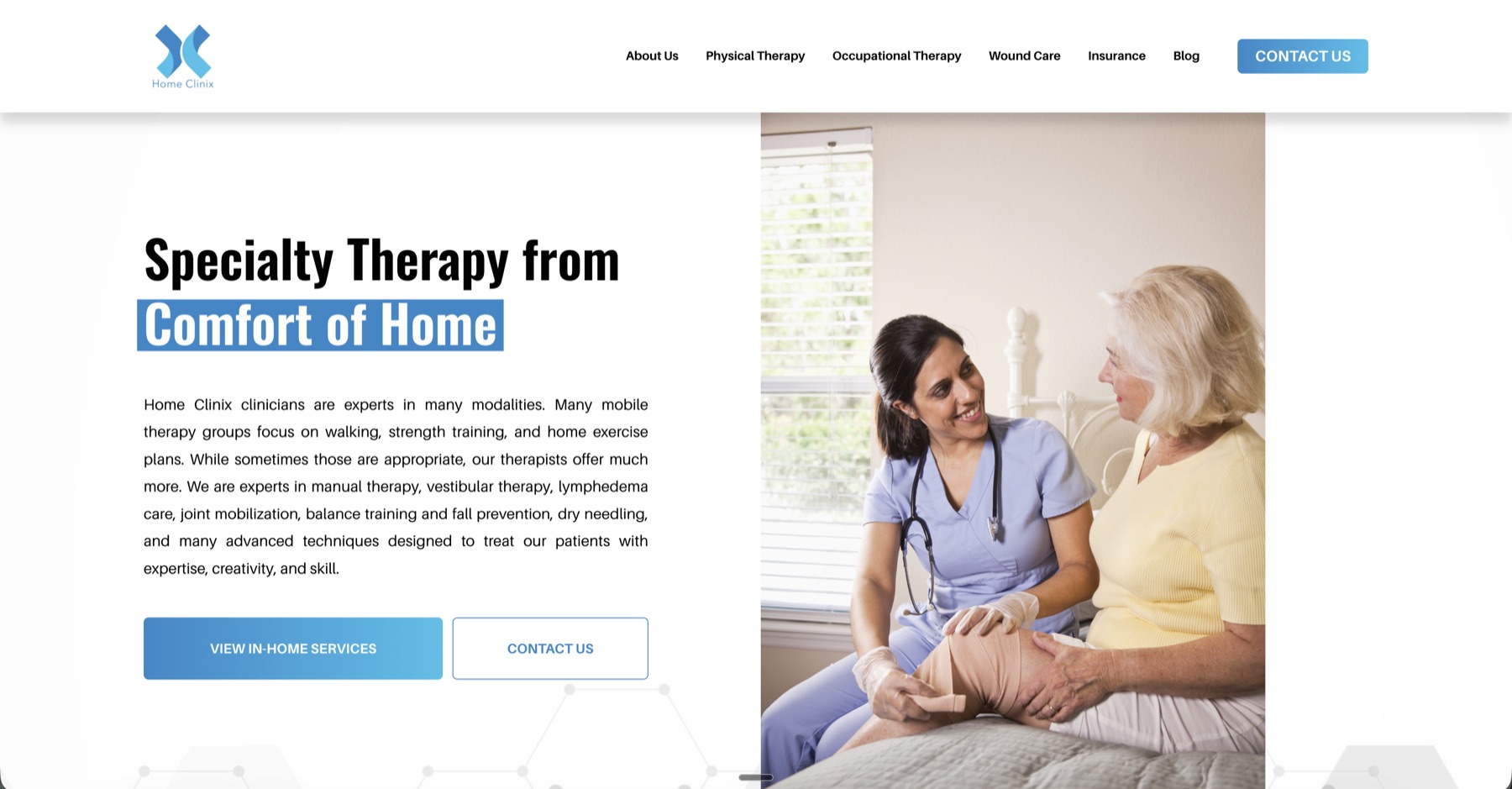 Integrated Clinix website, specialty therapy from the comfort of home